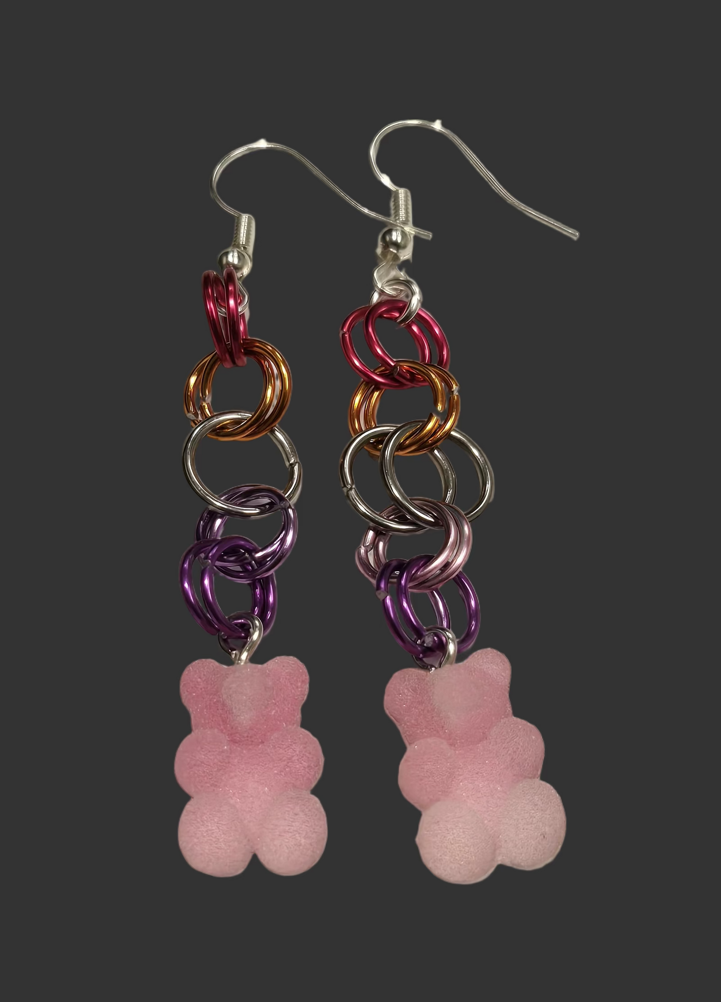 *Lesbian Flag Chain Gummy Earrings