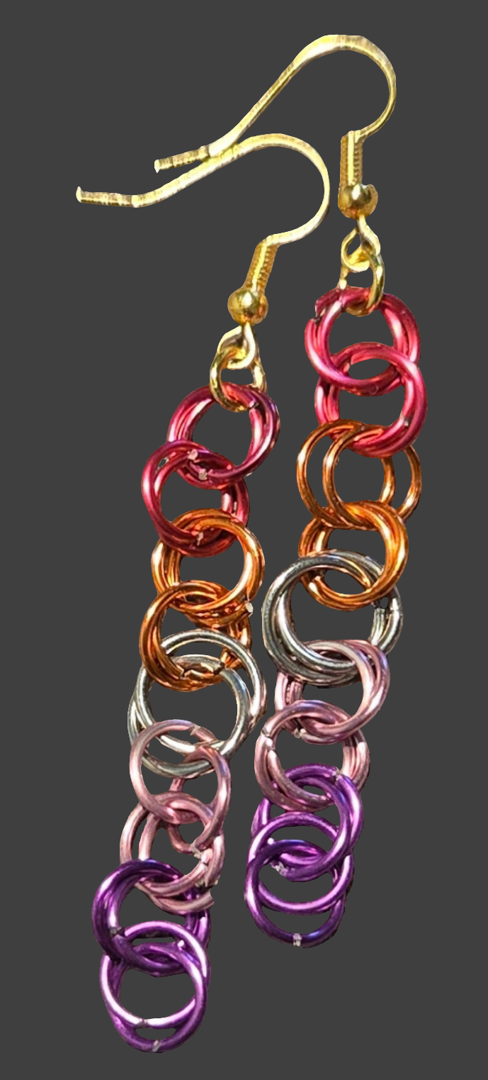 *Lesbian Flag Chain Earrings