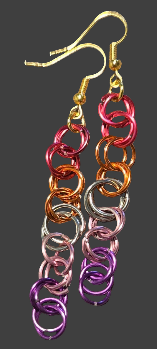 *Lesbian Flag Chain Earrings