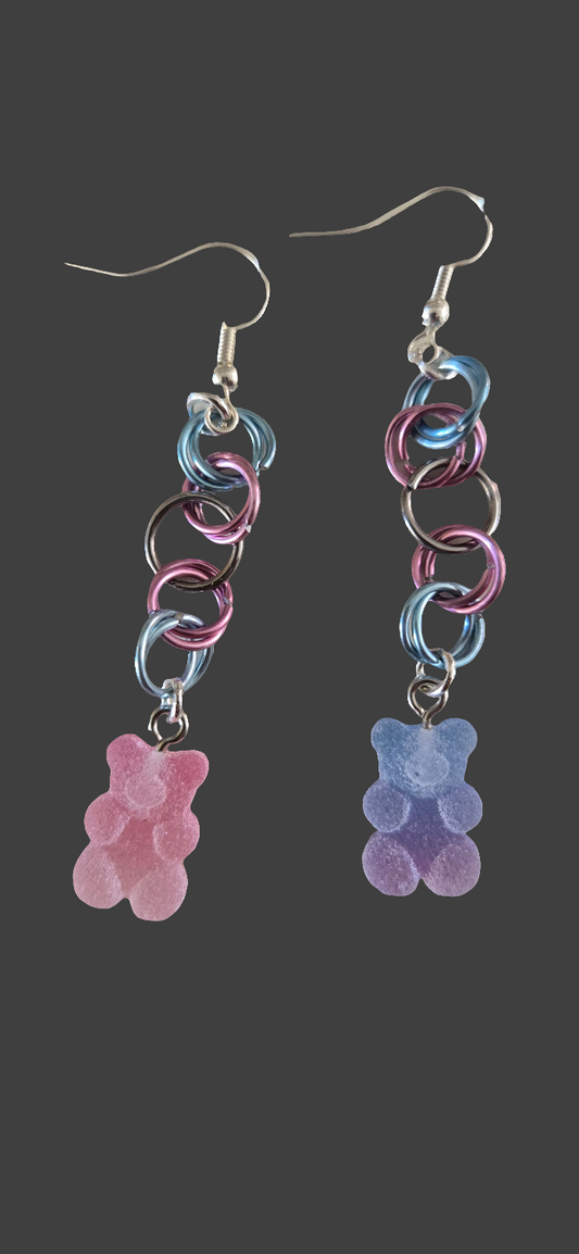 *Trans Flag Chain Gummy Earrings