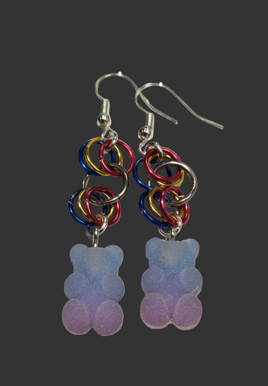 *Pan Flag Chain Gummy Earrings